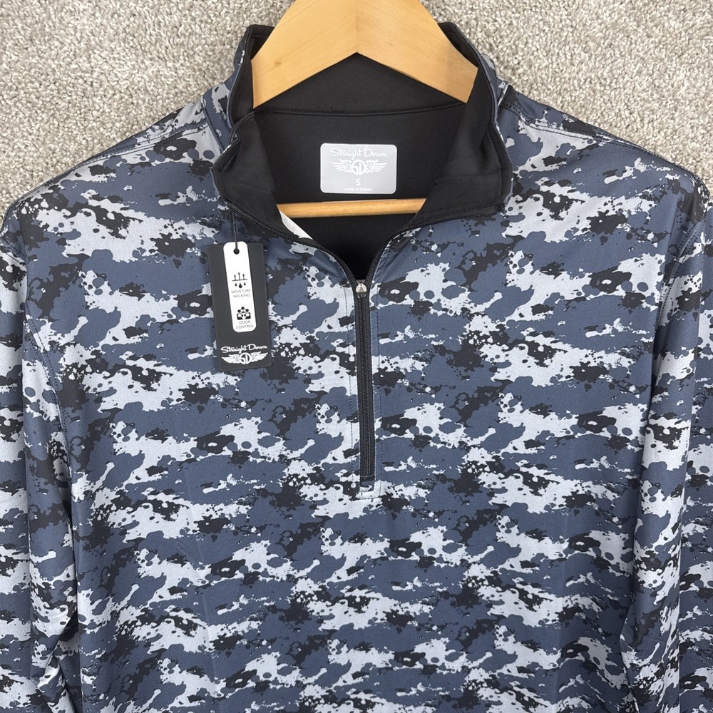 Straight Down Sergeant Pullover Men's Small Camo 1/4‎ Zip Golf Athletic NEW